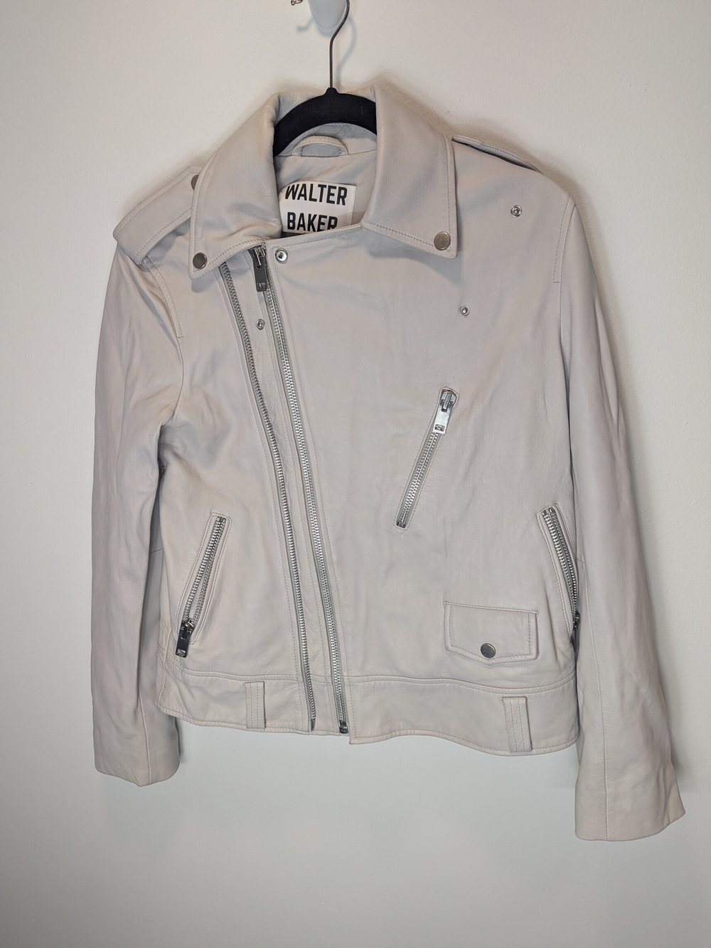 Walter Baker Women's Kingsley Distressed Lamb Leather Moto Jacket Small NO BELT